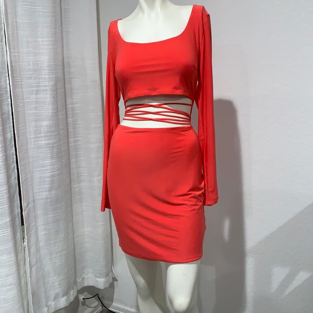 Fashion nova, coral dress. Brand new